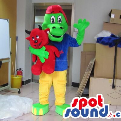 lion spotsound Mascot Costume with charming face with innocent smile .