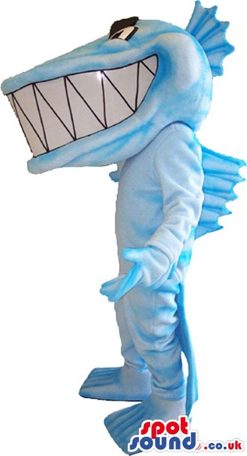 Peacock spotsound Mascot Costume with blue colour and green colour feathers .