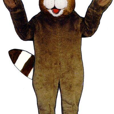 Brown bear spotsound Mascot Costume standing with his hands wide open .