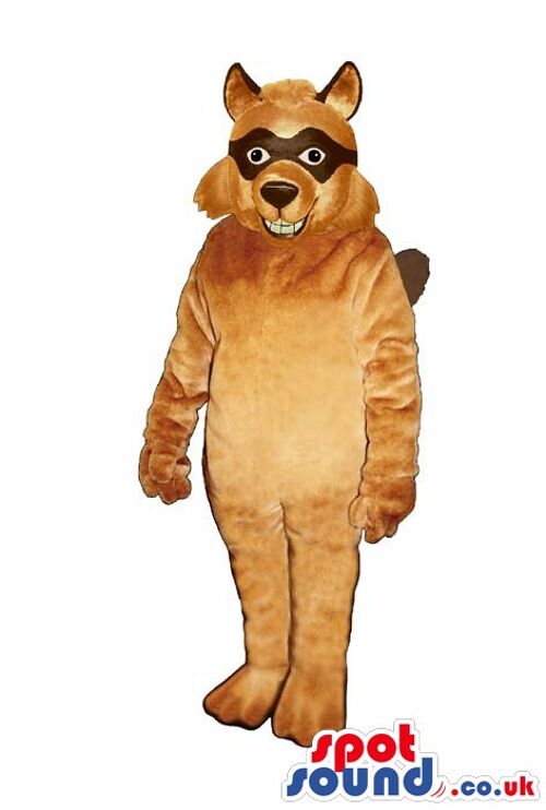 Bull dog spotsound Mascot Costume with belt around his neck & looking happy .