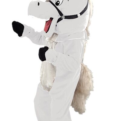 Black and white cow spotsound Mascot Costume standing and opening his mouth .