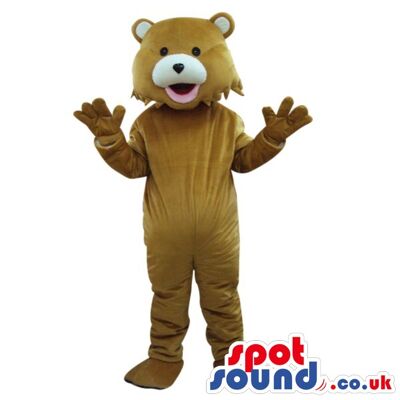 Big Brown Bear spotsound Mascot Costume with nether small teddy spotsound Mascot Costume .