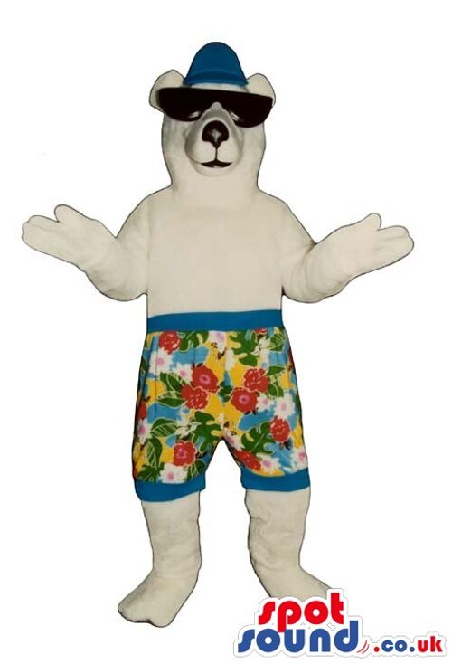 Standing Tiger spotsound Mascot Costume with white underbelly and black stripes .