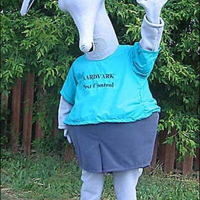 Giant smiling dog spotsound Mascot Costume with black nose and long tail .