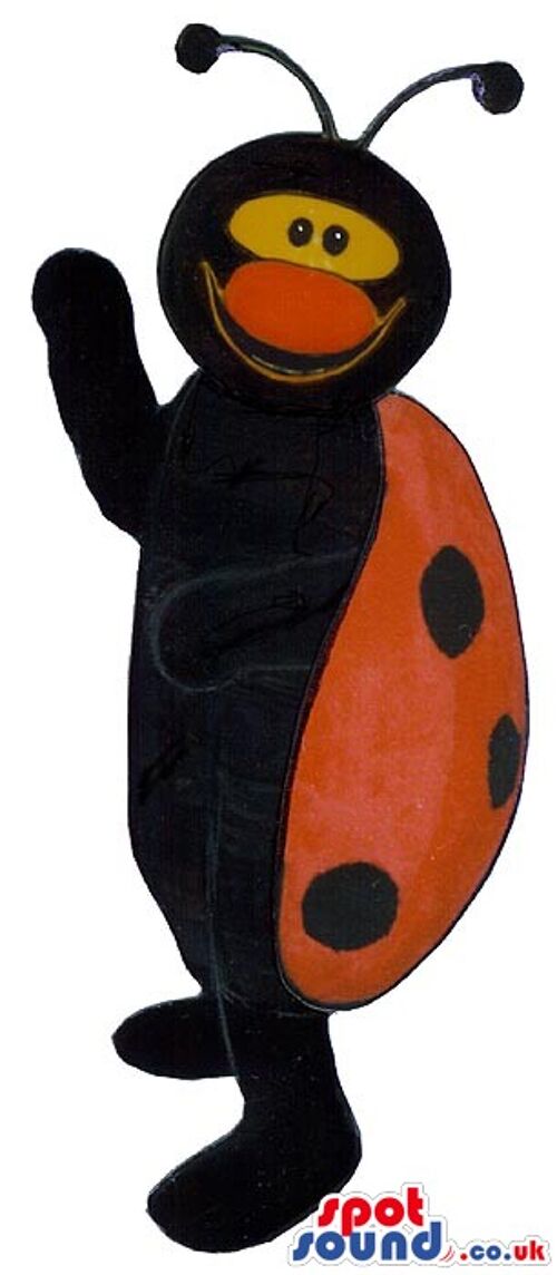 Tiger spotsound Mascot Costume with black stripes, pink nose and long tail .