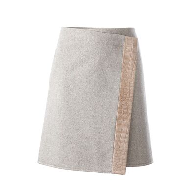 Skirt cashmere / lamb nappa gray / natural