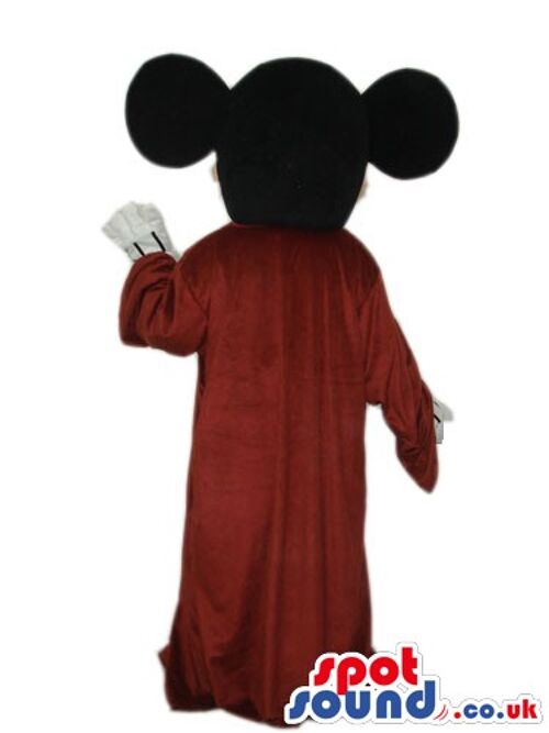 Big fluffy black dog spotsound Mascot Costume with white patch around the eyes .