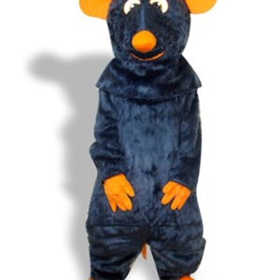 Funny blue bear spotsound Mascot Costume with cloud raining hearts on its belly .