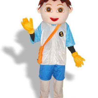 Smiling chef spotsound Mascot Costume with thick long moustache and red foulard .