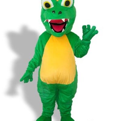 Friendly looking turtle spotsound Mascot Costume with innocent green eyes .