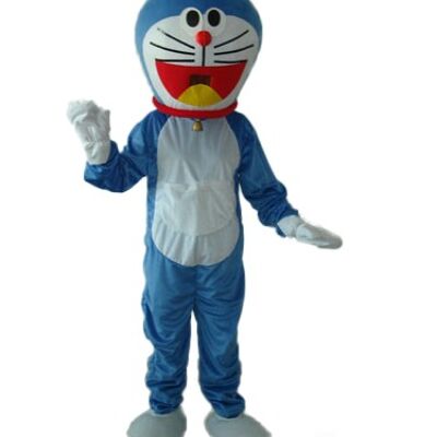 Happy grey mouse spotsound Mascot Costume with round black nose and eyes .