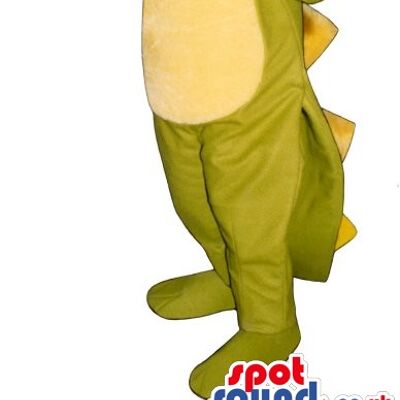 Funny green turtle spotsound Mascot Costume with a blue rucksack on the back .