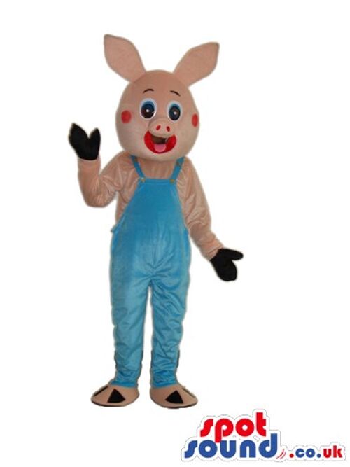 Brown Rabbit spotsound Mascot Costume With Teeth And With A Round Tail .