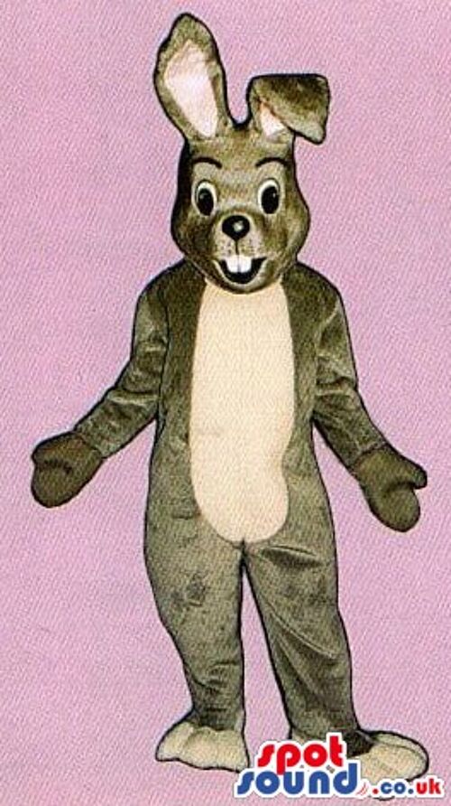 Tiger spotsound Mascot Costume With Teeth, Jaws And White Belly And Black Stripes .