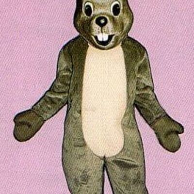 Tiger spotsound Mascot Costume With Teeth, Jaws And White Belly And Black Stripes .
