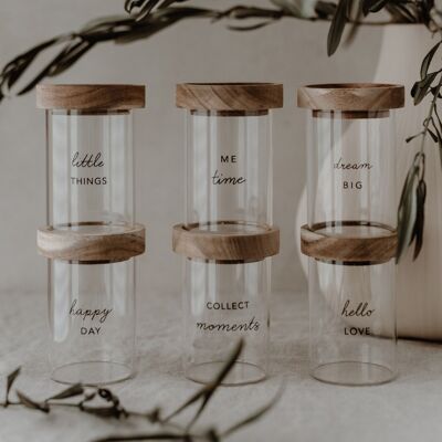 Mini storage jars Little Things black in a set of 6 (PU = 2 sets)