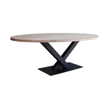 Table de salle à manger Ovale Chêne Amande 200x110cm Pied V 300*120cm 2