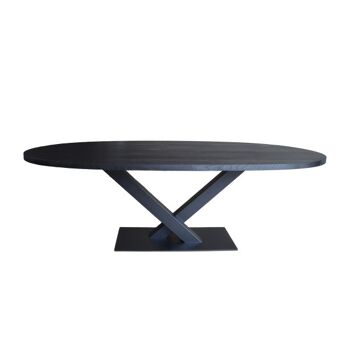 Table à manger Ovale Large Chêne Noir 200x110cm Pied V 280*120cm 1