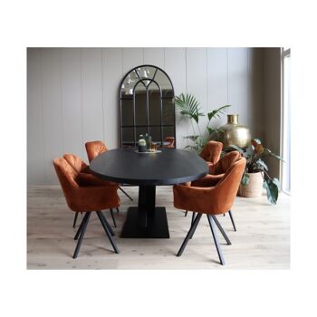 Table à manger Ovale Large Chêne Noir 200x110cm Pied V 280*120cm 3