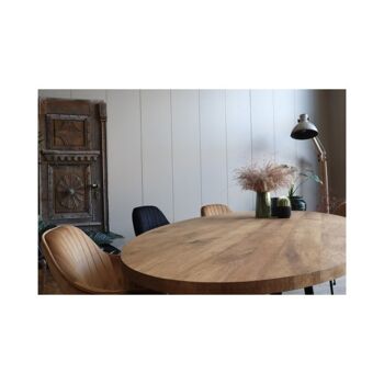 Table de salle à manger Ovale Amande Chêne Marron 200x110cm Pied V 220*110cm 3
