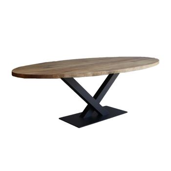 Table de salle à manger Ovale Amande Chêne Marron 200x110cm Pied V 240*120cm 1