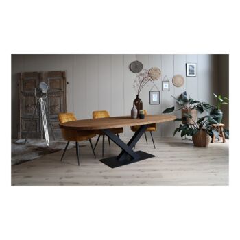 Table de salle à manger Ovale Large Chêne Marron 200x110cm Pied V 260*120cm 3