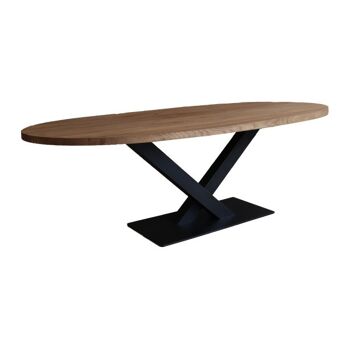 Table de salle à manger Ovale Large Chêne Marron 200x110cm Pied V 300*120cm 1