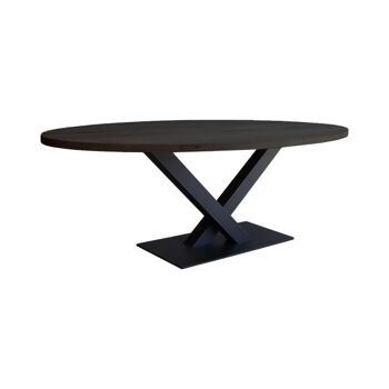 Table à manger Ovale Amande Chêne Noir 200x110cm Pied V 260*120cm 1