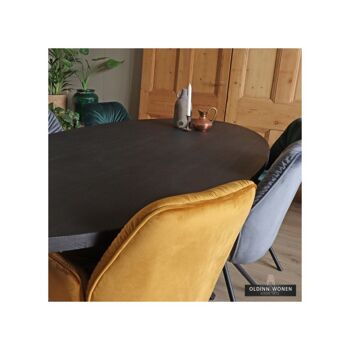 Table à manger Ovale Amande Chêne Noir 200x110cm Pied V 260*120cm 3