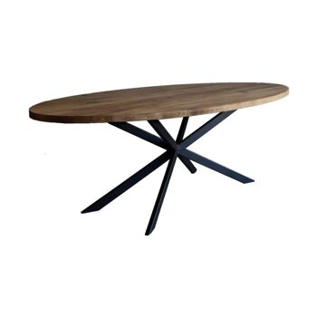 Table à manger Ovale Amande Chêne Marron 200x110cm Pied Mikado 300*120cm 1