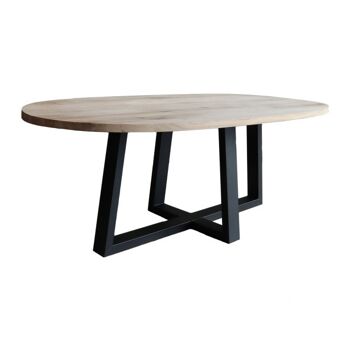 Table de salle à manger Ovale Large Chêne 200x110cm U pied croisé 200x110cm 1 1