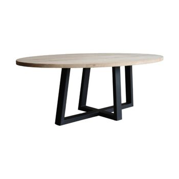 Table de salle à manger Ovale Amande Chêne 200x110cm U pied croisé 200x110cm 113 1