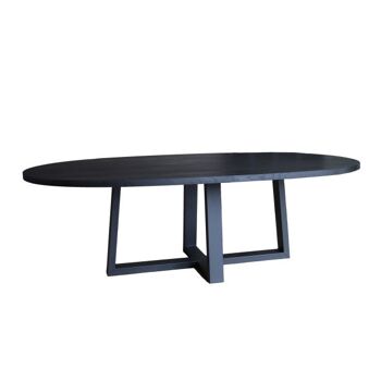 Table à manger Ovale Large Chêne Noir 200x110cm U Pied Croisé 260x120cm 1