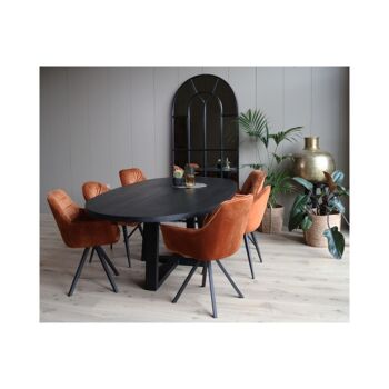 Table à manger Ovale Large Chêne Noir 200x110cm U Pied Croisé 260x120cm 3