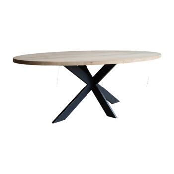 Table de salle à manger Ovale Amande Chêne 200x110cm Pied Araignée Narrow 220x110cm 1