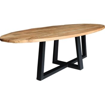 Table de salle à manger Ovale Mango 200x110cm avec pied croisé en U 200x110cm 198 1