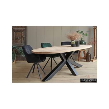 Table à manger Chêne Ovale Large avec Pied Araignée 200x110 280x120cm 208 3