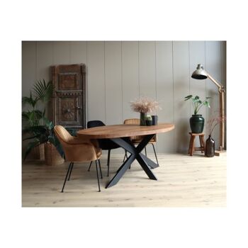 Table à manger Ovale Acacia Marron 200x110cm avec Pied Araignée Étroit 260x120cm 225 3