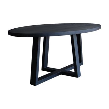 Table à manger Ovale Acacia Noir 200x110cm avec pied U Cross 200x110cm 226 1