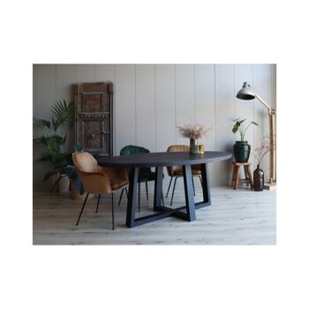 Table à manger Ovale Acacia Noir 200x110cm avec pied U Cross 200x110cm 226 3