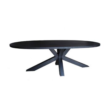 Table à manger Ovale Large Chêne Noir 200x110cm Pied Araignée 280x120cm 244 1
