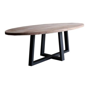 Table de salle à manger Oval Acacia 200x110cm avec pied croisé en U 200x110cm 251 1