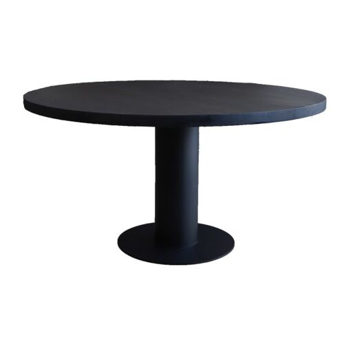 Eettafel Rond Eiken Zwart met kolompoot – 130 cm 160 261