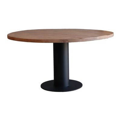 Eetkamertafel Rond Mango Nature Finish 130cm met Kolompoot 130 267