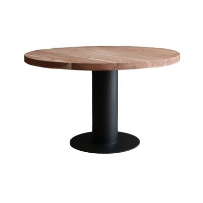 Eettafel Acacia Rond Onbehandeld 130 met kolompoot 130 275