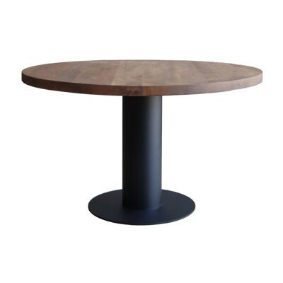 Eettafel Acacia Bruin Rond 130 met kolompoot 140