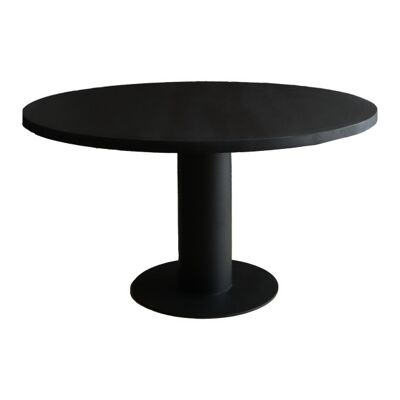 Eettafel Acacia Zwart Rond 130 met kolompoot 130