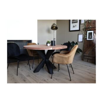 Table de salle à manger Ronde Acacia pied Etoile – 130 cm 140 2