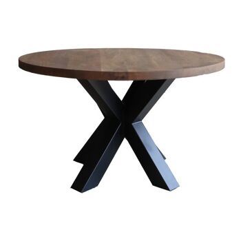 Table à manger Ronde Acacia Marron avec pied étoile - 130 cm 150 1