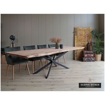 Table tronc d'arbre Bois d'acacia 200x100cm avec pied Mikado Bois d'acacia 200x100cm 396 3